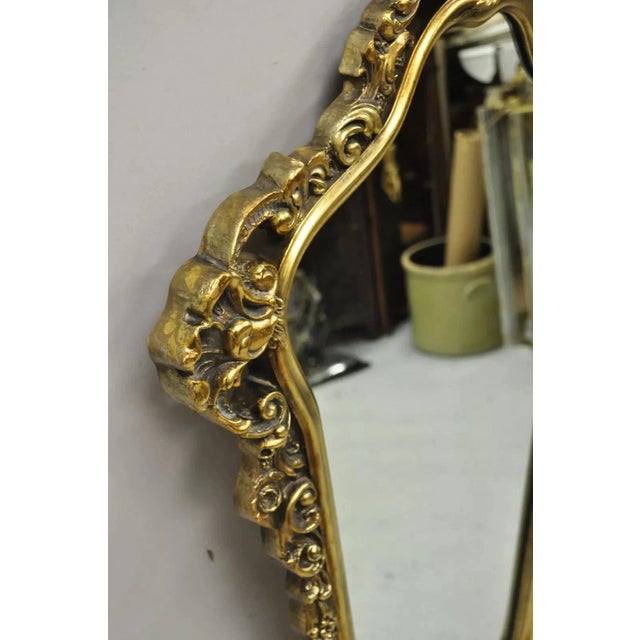 Mid 20th Century Vintage French Rococo Baroque Style Gold Frame Wall Mirror For Sale - Image 5 of 8