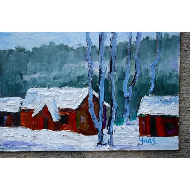 Shabby Chic "Sorenson's in Winter" Contemporary Winter Landscape Oil Painting For Sale - Image 3 of 12