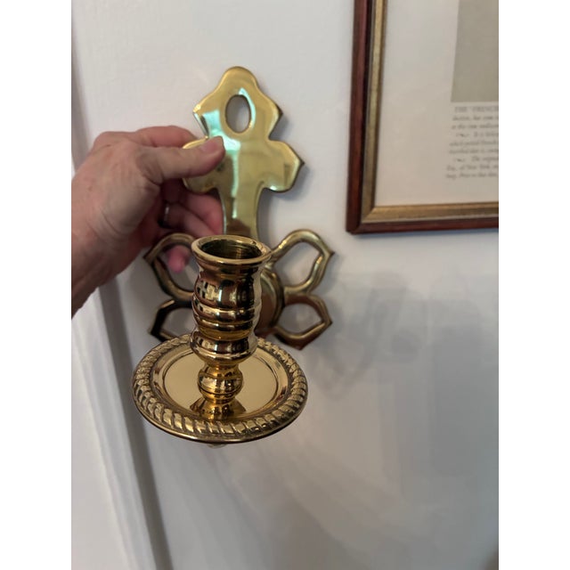 Traditional Virginia Metalcrafters Pr Brass Wall Candle Sconces Colonial Williamsburg, Set B For Sale - Image 3 of 11