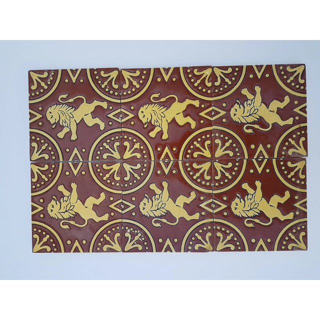 Antique Relief Tile Panel in the Style of J. Parentani, 1890s, Set of 9 For Sale - Image 6 of 10