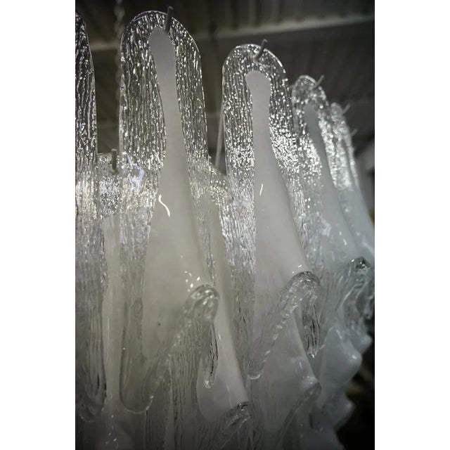 Mid-Century Murano Round Transparent White Color Chandelier and Pendant For Sale - Image 6 of 13