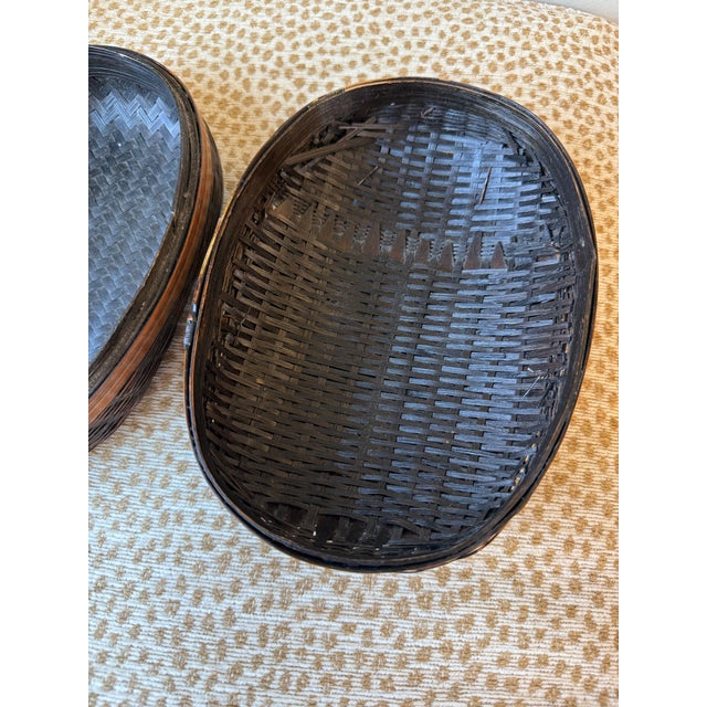 Vintage Mid-20th Century Beetle Bug Bamboo Chinese Tiffin Basket For Sale - Image 14 of 15