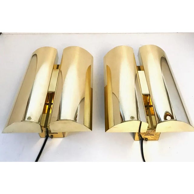 Gold Swedish Brass Sconces from Fagerhult Belysning, 1980s, Set of 2 For Sale - Image 8 of 8