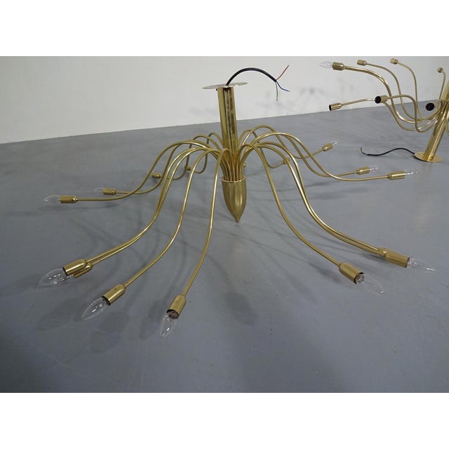Large Italian Brass Chandelier, 1960s For Sale - Image 11 of 16