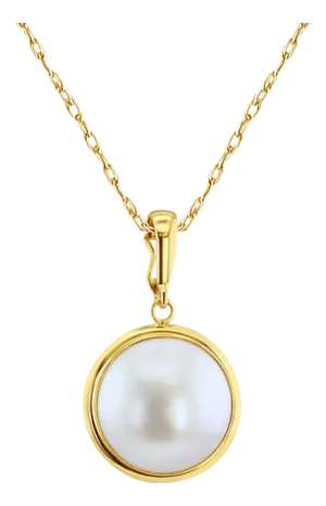 13MM Mobe of Pearl Necklace with Polished Bezel