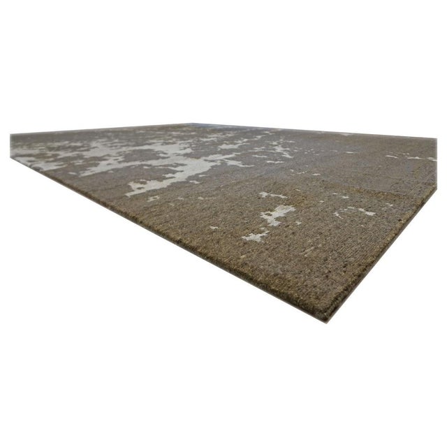 Nepalese Modern Wool & Silk 9X12 Grey & Ivory Handmade Area Rug #1142340 For Sale - Image 4 of 6