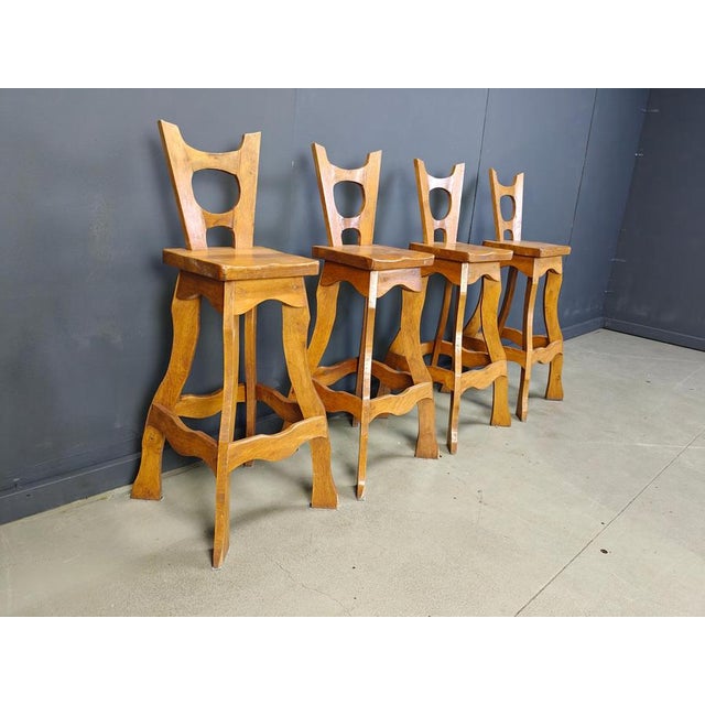 1960s Vintage Brutalist Bar Stools, 1960s, Set of 4 For Sale - Image 5 of 11
