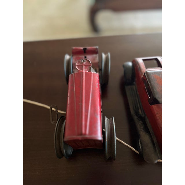 Metal Early 1900s Collectable Pressed Steel Child’s Model Tractor and Car- Set of 2 For Sale - Image 7 of 9