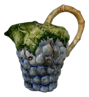 Vintage Majolica Hand Painted Grape Pitcher Made in Portugal