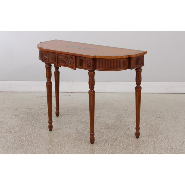 English Maitland Smith Adams Satinwood 1 Drawer Console Table For Sale - Image 3 of 18
