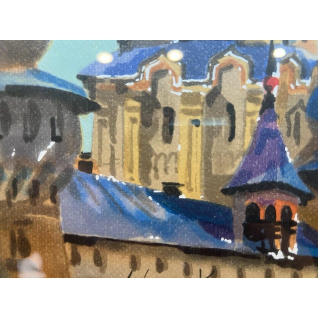 Gorgeous Watercolor Serigraph a/P Signed by Anatole Krasnyansky "Rostov Blue" 30"w 23"h For Sale - Image 4 of 9