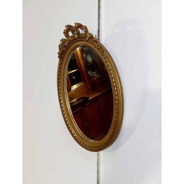 Antique Louis XVI Oval Mirror, 1890s For Sale - Image 3 of 10