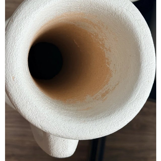 Mid-Century Modern Vintage MCM Amphora Vessel Tall Iron Stand Large Vase 34” For Sale - Image 3 of 4