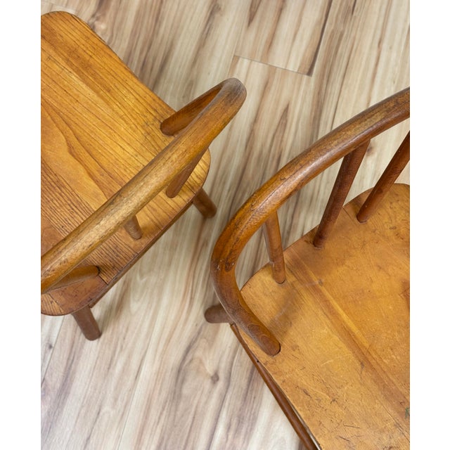 Vintage Primitive Childs Wood Windsor Chairs, a Pair For Sale - Image 9 of 10