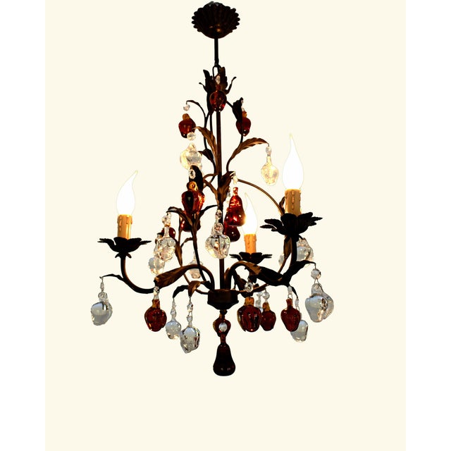 Pendant Chandelier in Wrought Iron and Murano Glass, 1990s For Sale - Image 9 of 9