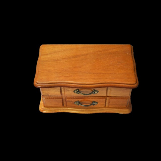 Rustic Vintage Wood Jewelry Box With Drawers and Mirror For Sale - Image 3 of 10