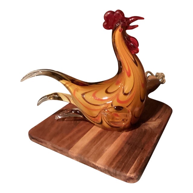 Art Glass Murano Style Rooster Hand Blown For Sale