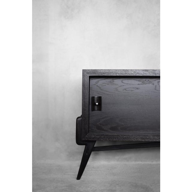 Mid-Century Scandinavian Modern Dark Oak Sideboard with Wooden & Metal Handles, 1960s For Sale - Image 18 of 18