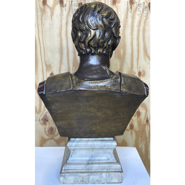 Grand Tour Mid 20th Century After the Antique Polychromed Bronze Bust of the Prima Porta Augustus Caesar For Sale - Image 3 of 11