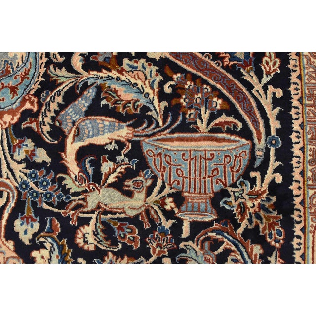 Fine Kashmar Rug 6’4” X 9’5” Blue Wool Vintage Hand-Knotted Oriental Carpet For Sale - Image 9 of 15