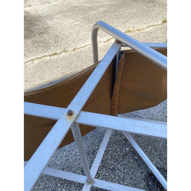 Vintage Crown MFG 7 Seat Aluminum Canvas Folding Chair Camping Sports Team Bench For Sale - Image 9 of 12