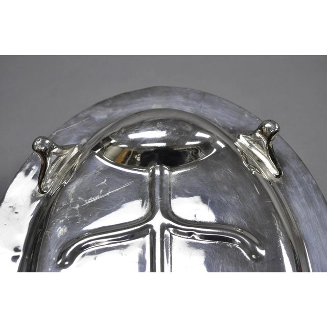 Vintage English Sheffield Silver Plated Meat Cutlery Oval Serving Platter Tray For Sale - Image 12 of 13