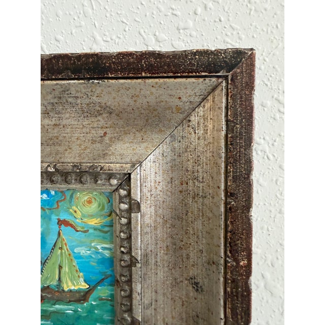 Serg Graff "Clipper "F" Sailing Ship Acrylic Painting Framed Small Nautical Art For Sale - Image 4 of 10