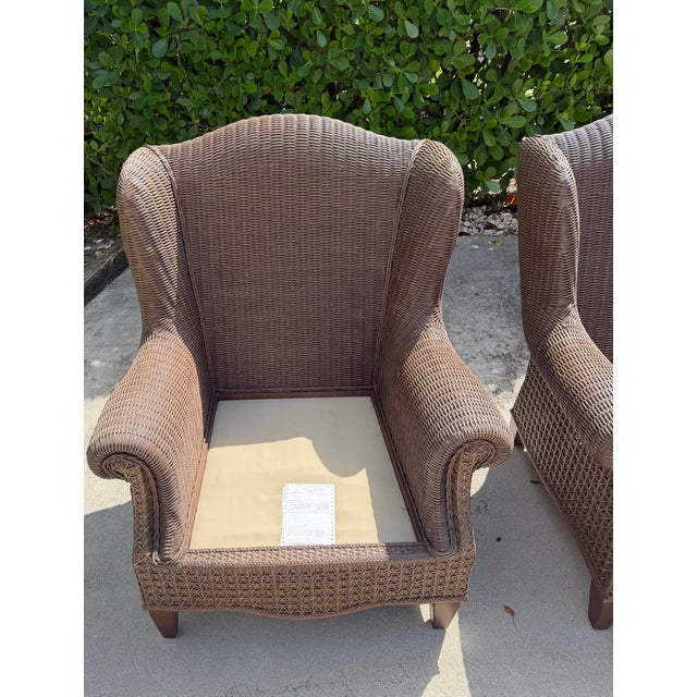 Vintage Lane Venture Excursions Sculptural Rattan Wingback Armchairs, Pair For Sale - Image 13 of 16