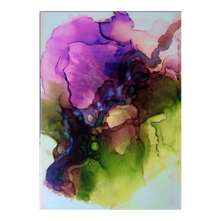 Svitlana Tkachuk Original Abstract Painting Flawering – Alcohol Ink on Canvas For Sale