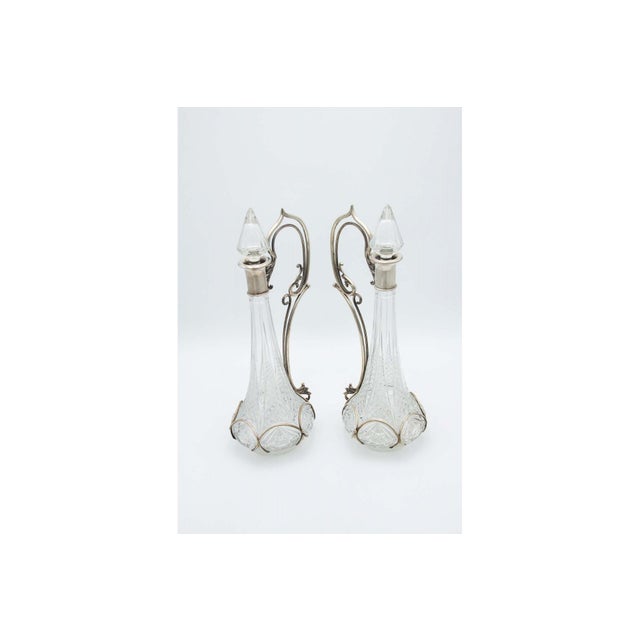 Liqueur Bottles in Cut Glass with Silver Structure, Set of 2 For Sale - Image 6 of 6