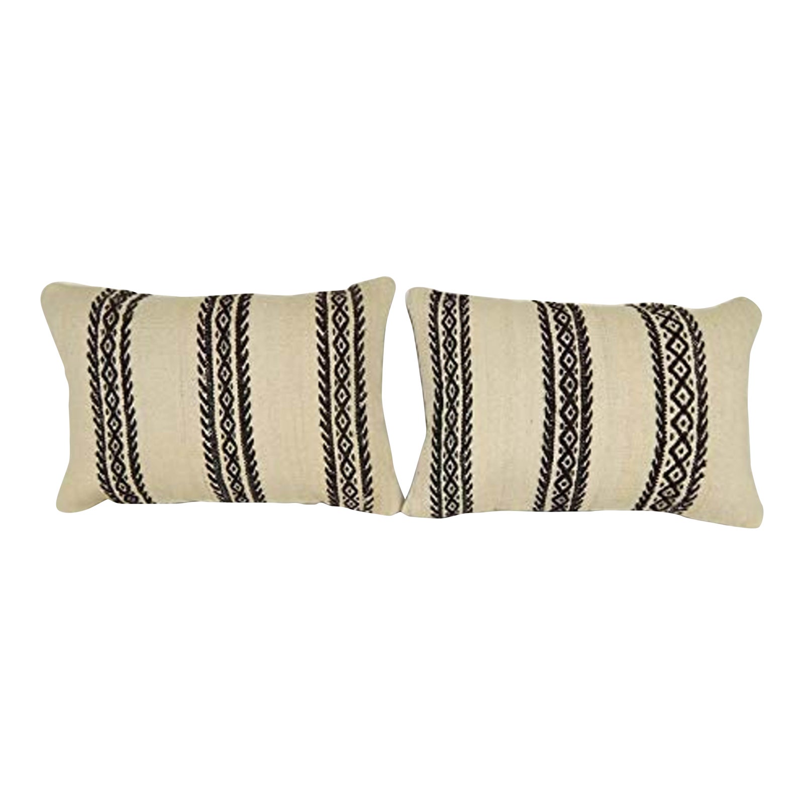 Set Of Two Ethnic Turkish Lumbar Pillow Cover Pair Oblong Chair