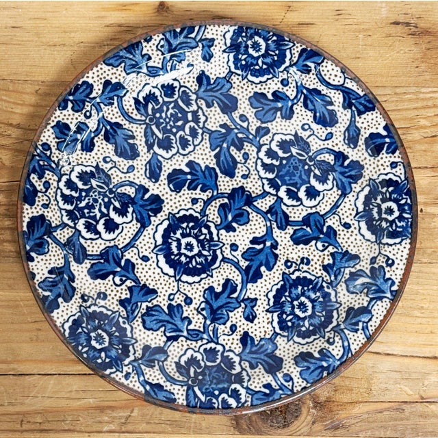 Vintage Takahashi Ironstone Blue Floral Side Plates, a Pair For Sale - Image 4 of 6