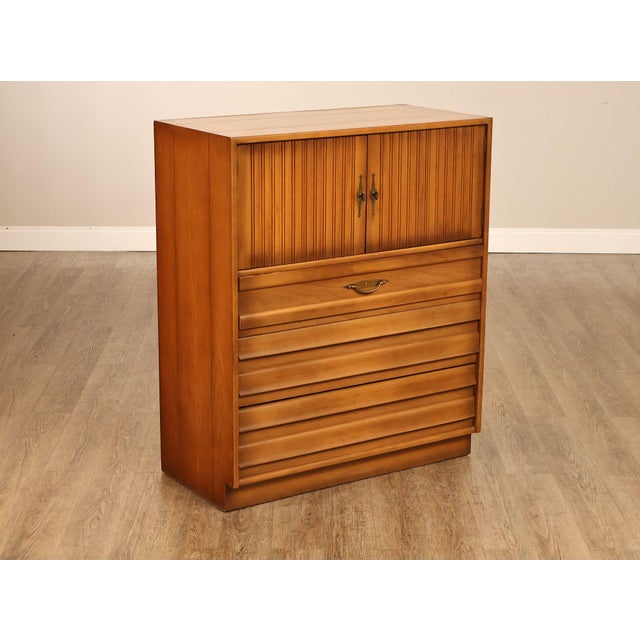Mid-Century Modern American of Martinsville Mid Century Modern Walnut Tall Chest For Sale - Image 3 of 18