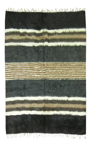 Vintage Striped Mohair Rug - 4'4" X 6'