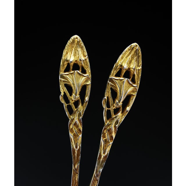 Art Nouveau Silver-Gilt Tea Service with Openwork Floral Decoration by P. Canaux, 1890s, Set of 14 For Sale - Image 6 of 18