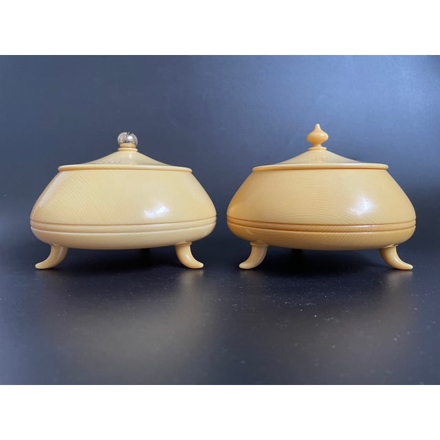 English Pair Antique French Ivory Vanity Boxes, Monogrammed For Sale - Image 3 of 16