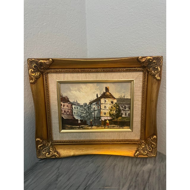 Mid 20th Century European Street Scene Original Framed Painting For Sale - Image 6 of 8