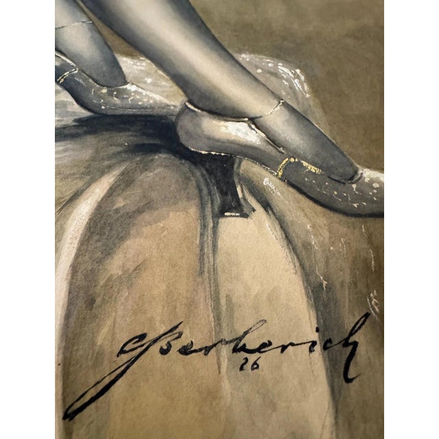 Carl H. Berberich, Lady on Cushion, Verso Lady in Fur Coat, Nude, 1926, Gouache For Sale - Image 6 of 13