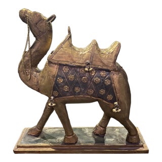 Camel Copper Metal Enamel Vintage Showpiece Art Decorative 1930s For Sale