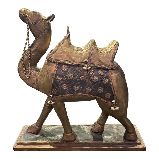 Camel Copper Metal Enamel Vintage Showpiece Art Decorative 1930s For Sale