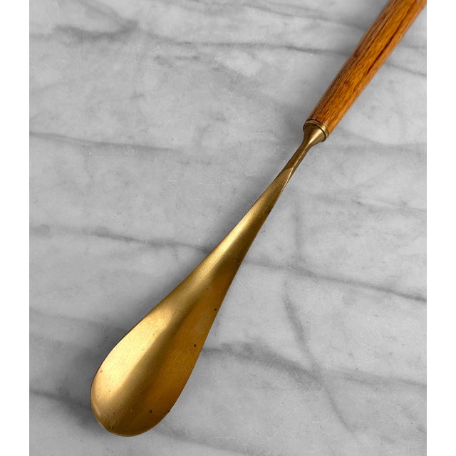 Vintage Traditional Equestrian Brass & Oak Horse Head Shoe Horn - 17" For Sale - Image 10 of 10