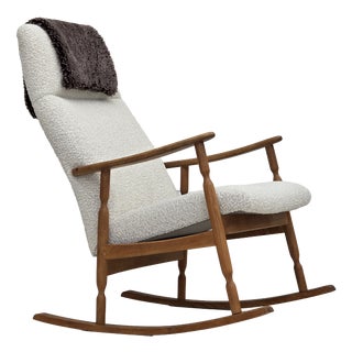 Vintage Scandinavian High-Backed Rocking Chair, 1970s For Sale