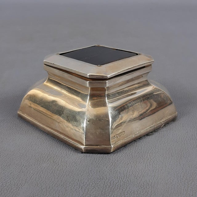 Up for sale is a highly collectible desk item: an important 925 sterling silver inkwell made by the renowned English royal...