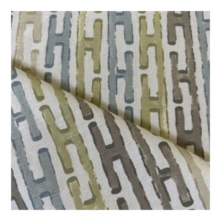 Jim Thompson Chineese Steps Linen Cotton Blend Fabric 1 1/4 Yards For Sale