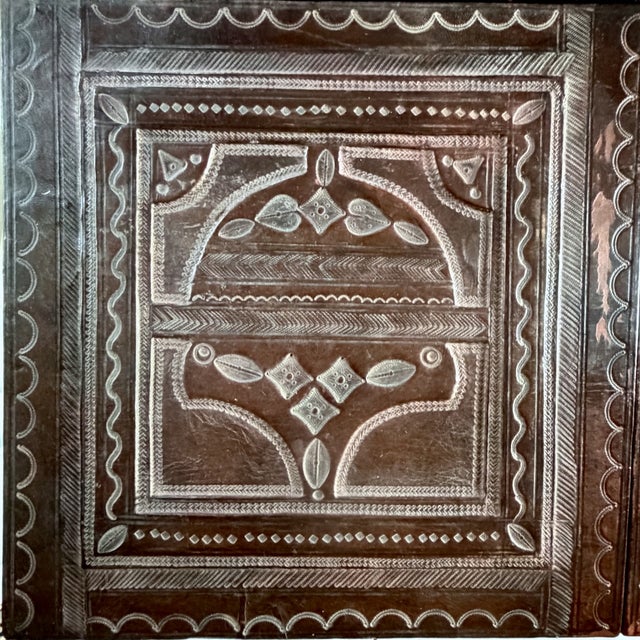Large 20th Century North African Hand-Tooled Foldable Leather Writing Desk Pad Blotter, 1950s For Sale - Image 9 of 14