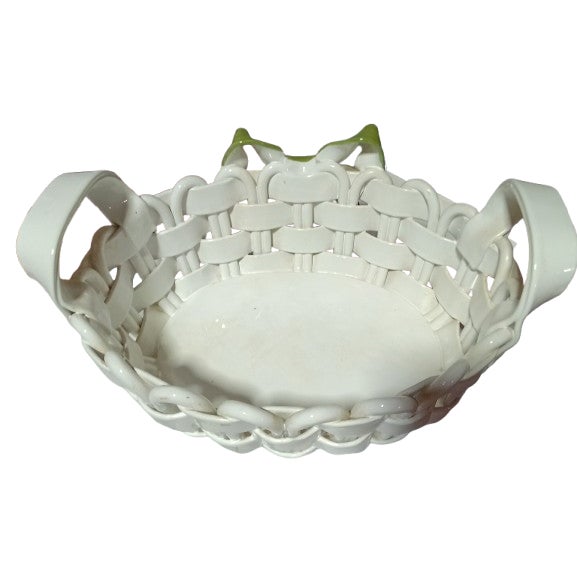 Tuscan Mid 20th Century Trilady Porcelain Basket Made in Italy For Sale - Image 3 of 5