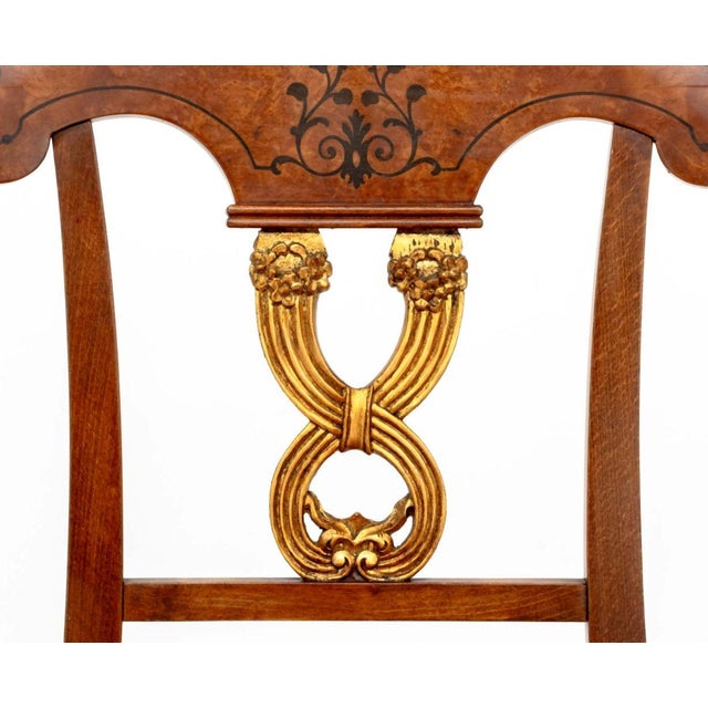 Mid 20th Century Russian Style Birch & Parcel Gilt Dining Chairs, 4 For Sale - Image 5 of 7