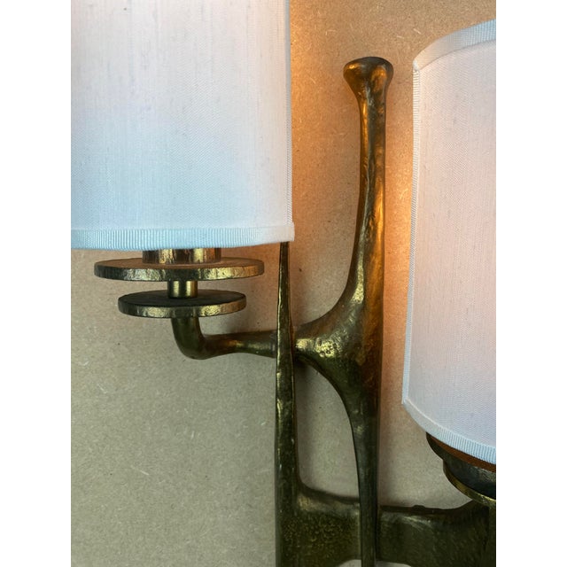 Sculptural Brutalist Bronze Wall Sconces by Félix Agostini, 1960, Set of 2 For Sale - Image 11 of 17