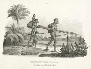 Honegger, Botocudo, South American Indian People, Steel Engraved Print