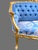 1950s French Louis XVI Blue Damask Gold Beech Settee For Sale - Image 9 of 12